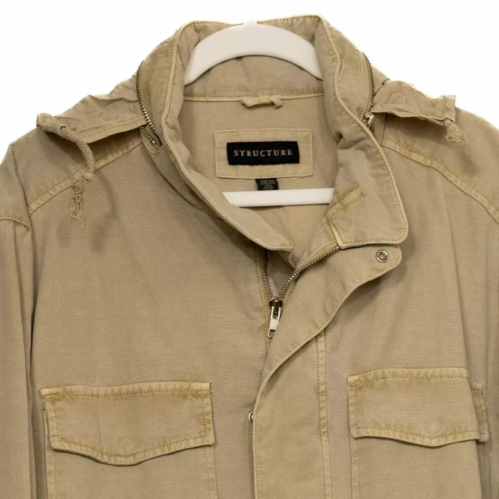 Structure Mens Beige Jacket Solid 4 Pockets Butto… - image 2